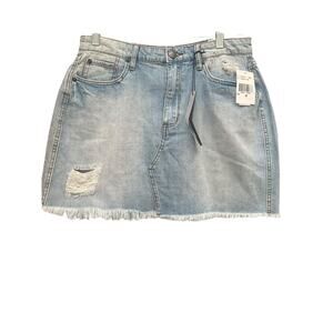 STS Blue Womens Emily Mini Denim Pencil Skirt Frayed Hem Pockets Distressed 28